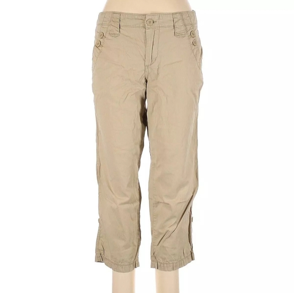 Calvin Klein Jeans Capri Pants Chino Khaki Tan 100% Cotton Womens 6 NWT 32X20"
